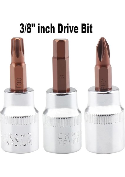 H8 1 Adet 3/8 Sürücü Torx Hex Phillips Pozi Soket Uçları T50 T55 Ph Pz Tornavidalar H8 H10 Soket Allen Anahtar Tornavida Bit (Yurt Dışından)