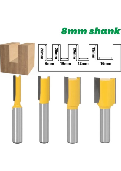 8x6 8mm Yuvarlak Şaft Düz Ağaç Işleme Kesici Freze Uçları Ahşap Marangoz Freze Kesici Freze Ucu 6/10/12/16MM Kesme Çapı (Yurt Dışından) modelleri