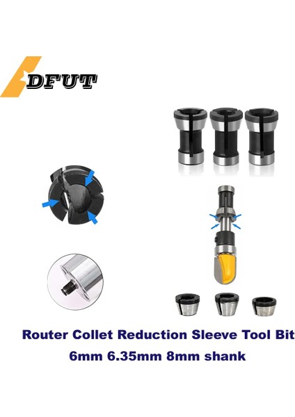 R 7X6X8.4 6mm 6.35 8mm Pensler Ayna Gravür Kırpma Collett Adaptör Bit Shank Azaltma Kol Araçları Ağaç Işleme Gravür Machin Için (Yurt Dışından) modelleri