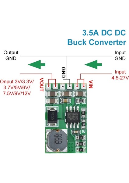 DD2712SA 3V Tzt 3.5A Dc-Dc Dönüştürücü Modülü Buck Adım Aşağı Voltaj Regülatörü Kurulu 4.5V-27V 3V 3.3V 3.7V 5V 6V 7.5 9V 12V DD2712SA (Yurt Dışından)