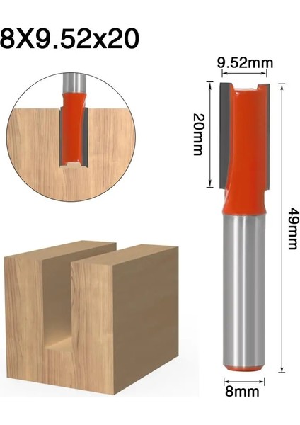 8X10X20 1 Adet 8mm Shank Yüksek Kaliteli Düz/dado Yönlendirici Bit Seti 12MM Çaplı Ahşap Kesme Aleti (Yurt Dışından)