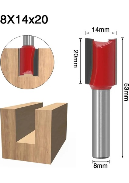 8X10X20 1 Adet 8mm Shank Yüksek Kaliteli Düz/dado Yönlendirici Bit Seti 12MM Çaplı Ahşap Kesme Aleti (Yurt Dışından)
