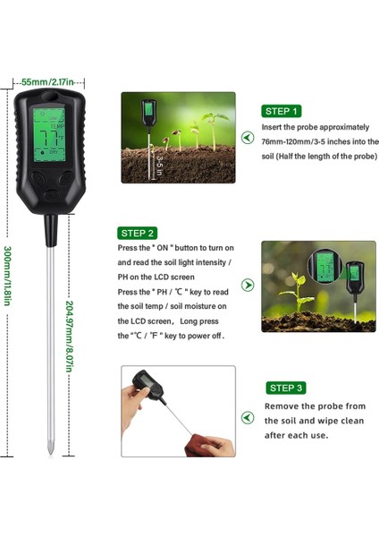 4'ü 1 Arada Dijital Toprak Test Cihazı 4'ü 1 Arada Ph/nem/sıcaklık Güneş Işığı Yoğunluğu Ölçer Bahçe Toprak Ph Test Probu Sıcaklık Nem Ölçer (Yurt Dışından) modelleri
