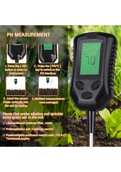 4'ü 1 Arada Dijital Toprak Test Cihazı 4'ü 1 Arada Ph/nem/sıcaklık Güneş Işığı Yoğunluğu Ölçer Bahçe Toprak Ph Test Probu Sıcaklık Nem Ölçer (Yurt Dışından) indirimleri