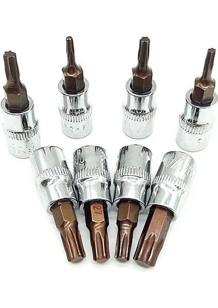 T8 1 Adet Torx Kafa Tornavida Uçları Lokma Seti 1/4 Inç Sürücü Soket El Aletleri T10 T15 T20 T25 T27 T30 T40 Motor Tamir Araçları (Yurt Dışından)