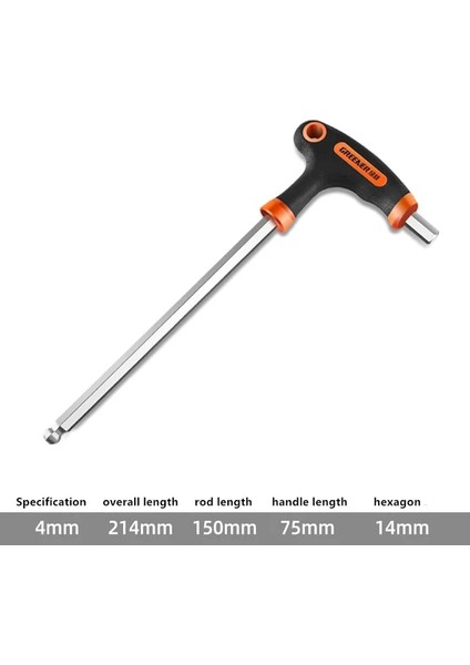 4mm Top El Aleti 2/2.5/3/4/5/6/8/10MM Krom-Vanadiu Çelik Düz/küresel Iç Altıgen Anahtar T Kolu Allen Altıgen Anahtar Anahtarı Anahtarı (Yurt Dışından)