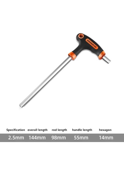 2.5mm Düz El Aleti 2/2.5/3/4/5/6/8/10MM Krom-Vanadiu Çelik Düz/küresel Iç Altıgen Anahtar T Kolu Allen Altıgen Anahtar Anahtarı Anahtarı (Yurt Dışından)