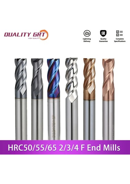 D6XD6X50 HRC50 2fluts Q.grt Karbür Frezeleme HRC50 55 65 Metal Karbür Parmak Freze 2 3 4 Kanal Kaplama Tungsten Çelik Kesme Freze Seti Parmak Frezeler (Yurt Dışından)