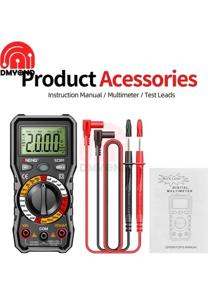 Siyah SZ301 SZ302 Dijital Multimetre Profesyonel Multimetro Otomatik Voltmetre Ac Dc 220 V Direnç Gerilim Kondansatör Diyot Test Cihazı (Yurt Dışından)