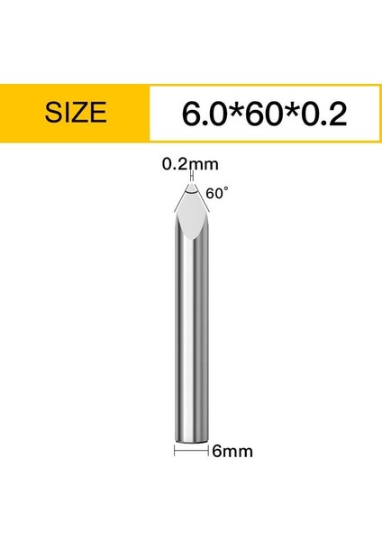 6X60DEG.X0.2 Vsharp 3 Kenarları 6mm Karbür V-Şekli Gravür Bit Üçgen Freze Kesici Ahşap Akrilik Pvc Yeşim Metal Cnc Aracı Gravür Oyma (Yurt Dışından)