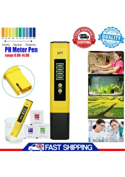 Sarı Ph Metre 0.01 Yüksek Hassasiyetli Su Kalitesi Test Cihazı 0-14 Uygun Akvaryum Yüzme Havuzu Ev Içme Suyu (Yurt Dışından) fiyatları