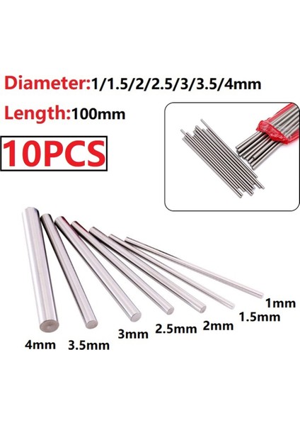 1mm 10 Adet Hss Düz Şaft Metrik 100MM Uzun Karbür Tungsten Çelik Çubuk Torna Aracı 1/1.5/2/2.5/3/3.5/4mm Çap Alaşım Yuvarlak Çubuk (Yurt Dışından)