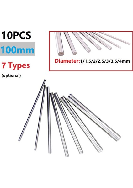 1mm 10 Adet Hss Düz Şaft Metrik 100MM Uzun Karbür Tungsten Çelik Çubuk Torna Aracı 1/1.5/2/2.5/3/3.5/4mm Çap Alaşım Yuvarlak Çubuk (Yurt Dışından)