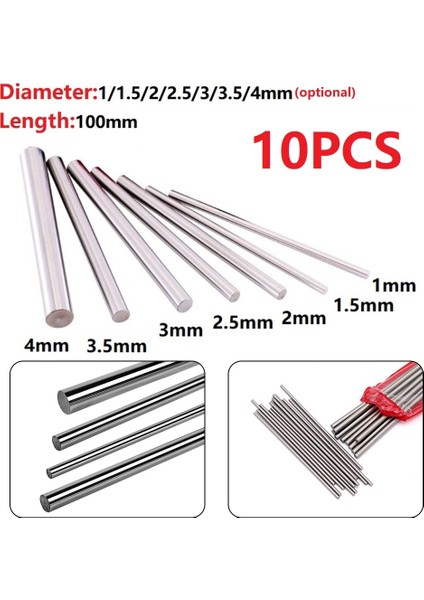 1mm 10 Adet Hss Düz Şaft Metrik 100MM Uzun Karbür Tungsten Çelik Çubuk Torna Aracı 1/1.5/2/2.5/3/3.5/4mm Çap Alaşım Yuvarlak Çubuk (Yurt Dışından)