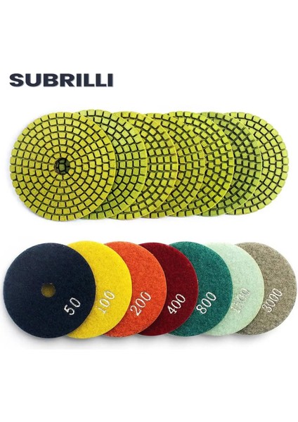 Grit 3000 Subrıllı 3 "elmas Parlatma Pedi Zımpara Diski Mermer Granit Esnek Aşındırıcı Tekerlek Parlatıcı El Aleti Taş Seramik (Yurt Dışından)