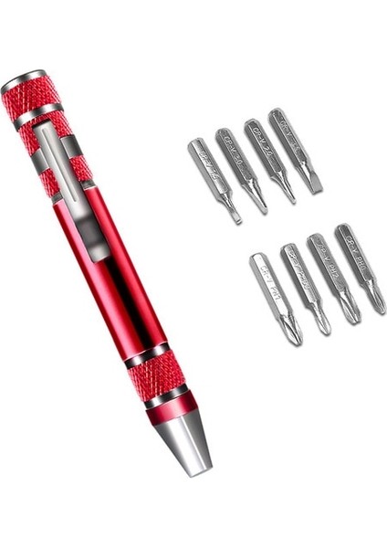 Kırmızı Taşınabilir Çok Fonksiyonlu 8 In 1 Cep Hassas Mini Tornavida Bit Kalem Alüminyum Alaşımlı Tamir Aletleri Seti El Aletleri Setleri Torx (Yurt Dışından)