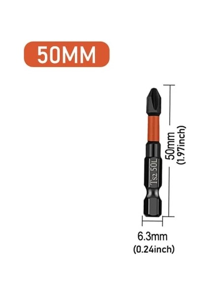 50MM Manyetik Toplu Kafa Darbe Güçlü Çapraz Ph2 Yüksek Sertlik Tornavida Seti 25/50/65/70/90/150MM (Yurt Dışından)