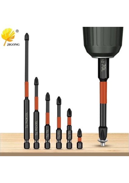 50MM Manyetik Toplu Kafa Darbe Güçlü Çapraz Ph2 Yüksek Sertlik Tornavida Seti 25/50/65/70/90/150MM (Yurt Dışından)
