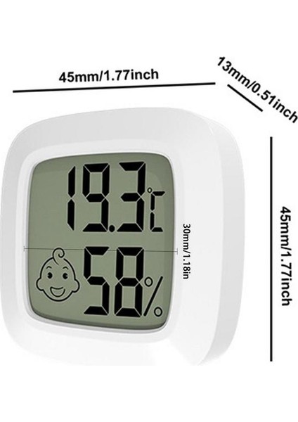 Beyaz Dijital Termometre Nem Sensörü Mini Dijital Higrometre Termometre Ölçer LCD Ekranlı Yüz Simgeleri Yatak Odası Sıcaklığı (Yurt Dışından)