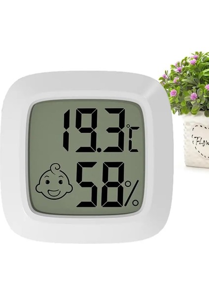 Beyaz Dijital Termometre Nem Sensörü Mini Dijital Higrometre Termometre Ölçer LCD Ekranlı Yüz Simgeleri Yatak Odası Sıcaklığı (Yurt Dışından) fırsatları