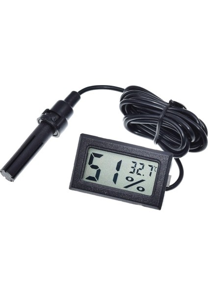 Siyah Mini LCD Dijital Termometre Higrometre Termostat Kapalı Uygun Sıcaklık Sensörü Nem Ölçer Ölçer Aletleri Probu (Yurt Dışından)