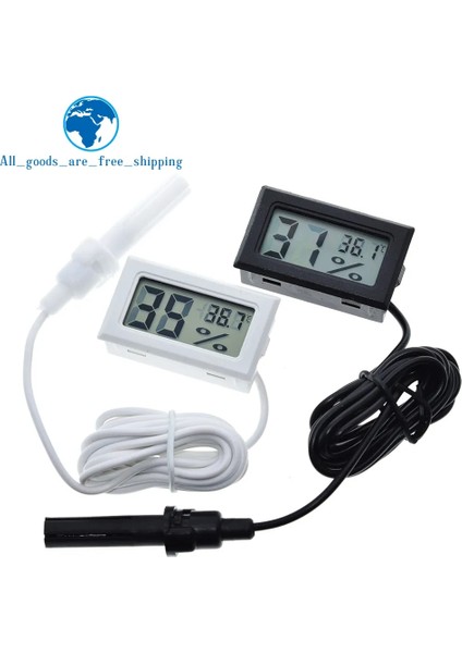 Siyah Mini LCD Dijital Termometre Higrometre Termostat Kapalı Uygun Sıcaklık Sensörü Nem Ölçer Ölçer Aletleri Probu (Yurt Dışından)