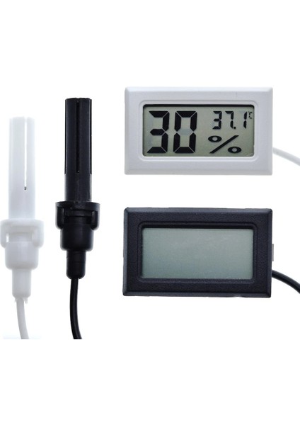Siyah Mini LCD Dijital Termometre Higrometre Termostat Kapalı Uygun Sıcaklık Sensörü Nem Ölçer Ölçer Aletleri Probu (Yurt Dışından)