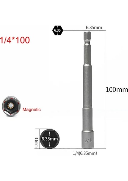 100MM x 1ı4 1 Adet Manyetik Altıgen Soket Kol Bit Somun Sürücü Elektrikli Matkaplar Için Darbeli Sürücüler El Matkapları Araçları 1/4 3/8 1/2 5/16 7/16 Inç (Yurt Dışından)
