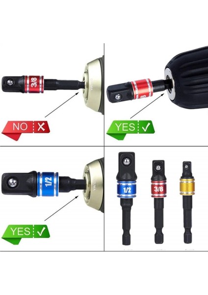 Balck 1-2 1 Adet 1/4 "3/8" 1/2 "anahtarı Soket Adaptörü Darbeli Sürücü Wirh Hex Shank Kare Soket Matkap Uçları Bar Uzatma El Aletleri (Yurt Dışından)