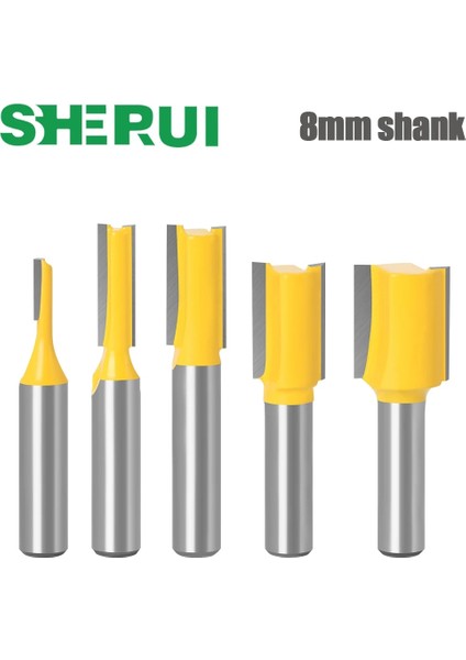 8X12.7 5 Adet 8mm Shank Düz Ağaç Işleme Yönlendirici Bit Seti Marangoz Freze Kesici 3/6/10/12/16MM Kesme Çapı (Yurt Dışından) fiyatları