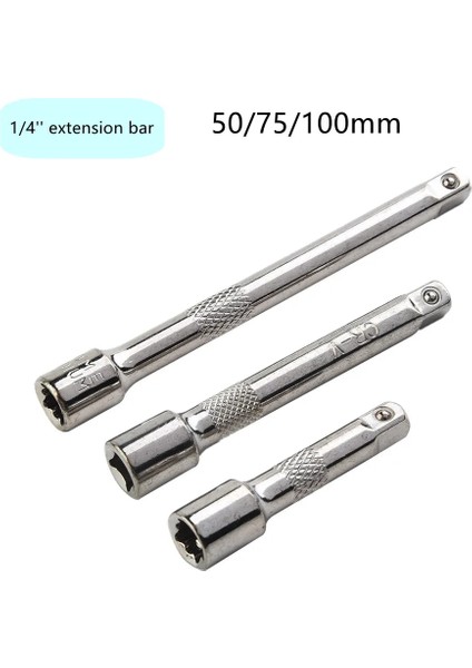 75MM 1 Adet 1/4 Inç Genişletici Çubuk Cırcır Lokma Anahtar Adaptörü 50/75/100 mm Krom Çelik Uzatma Kol Anahtarı El Onarım Aracı (Yurt Dışından)