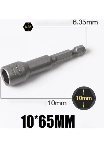 10MM x 65MM 1 Adet 3MM-24MM Altıgen Darbe Soketi Manyetik Olmayan Somun Tornavida Seti 1/4 6.35MM Anahtarı 65MM Uzun Adaptör Elektrikli Matkap Soket Kiti (Yurt Dışından)