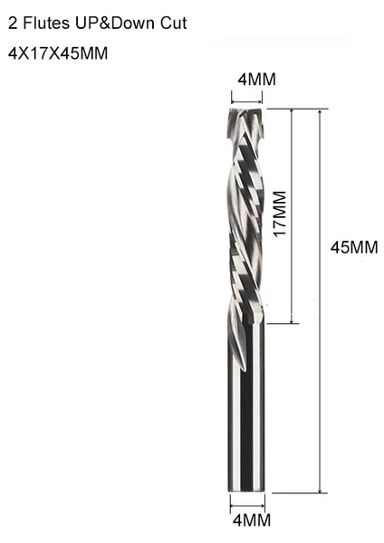 4X17X45MM 1 Adet 3.175/4/5/6/8/10MM Iki Flüt Yukarı ve Aşağı Kesim Spiral Karbür Değirmen Kesiciler Sıkıştırma Ahşap Pvc Parmak Freze Kesici Uçları (Yurt Dışından)