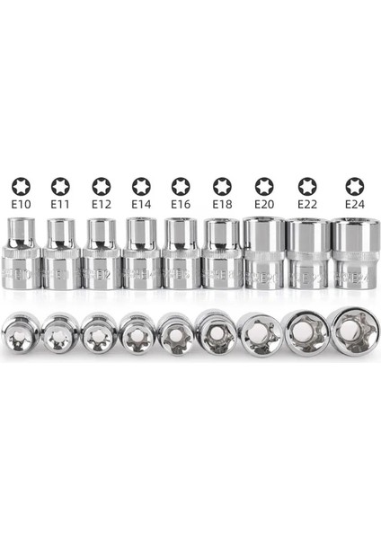 E12 1 Adet Torx Yıldız Anahtarı Soket Kafası 1/2 Inç Sürücü Cr-V Alaşım Paslanmaz E Tipi Lokma Seti E10-E24 Yıldız Dişi Soket Tamir Araçları (Yurt Dışından)