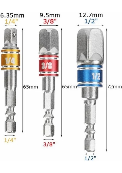 3 Adet 1/4 "3/8" 1/2 "cırcır Anahtarı Sürücü Soket Adaptörü Dönüştürücü Redüktör Hava Etkisi Zanaatkar Lokma Anahtar Adaptörü El Alet Takımı (Yurt Dışından)