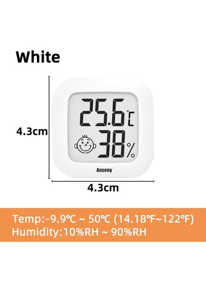 Beyaz Smiley Mini LCD Dijital Termometre Higrometre Kapalı Oda Sıcaklığı Nem Ölçer Sensör Ölçer Hava Istasyonu (Yurt Dışından)