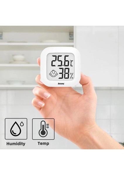 Beyaz Smiley Mini LCD Dijital Termometre Higrometre Kapalı Oda Sıcaklığı Nem Ölçer Sensör Ölçer Hava Istasyonu (Yurt Dışından) fiyatları