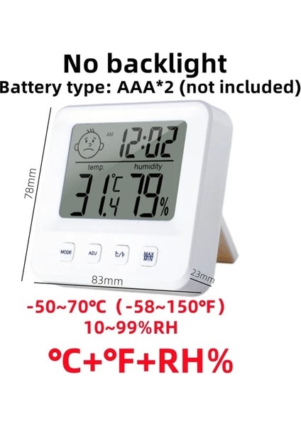 E1222 LCD Elektronik Dijital Sıcaklık Nem Ölçer Kapalı Açık Termometre Higrometre Hava Istasyonu Saat (Yurt Dışından)