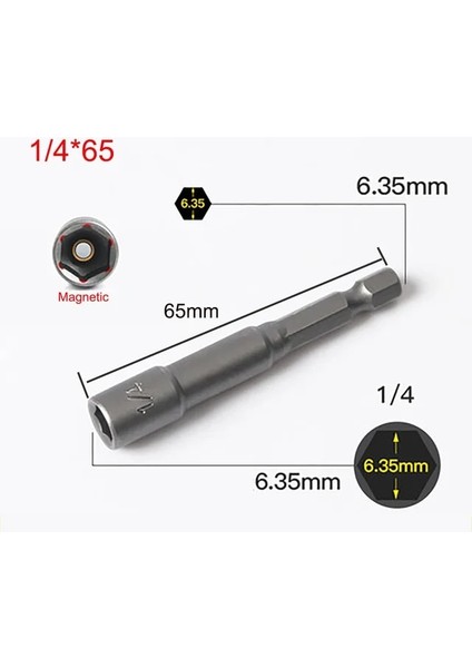 65MM x 1ı4 1 Adet Manyetik Altıgen Soket Kol Bit Somun Sürücü Elektrikli Matkaplar Için Darbeli Sürücüler El Matkapları Araçları 1/4 3/8 1/2 5/16 7/16 Inç (Yurt Dışından)