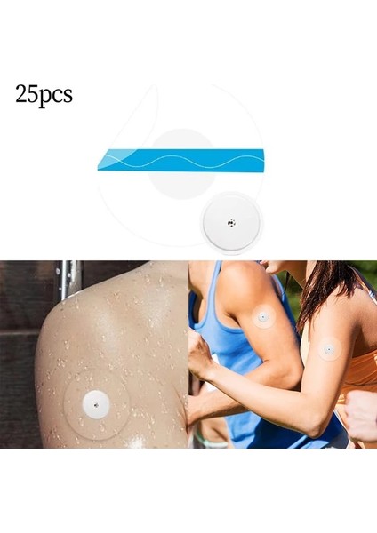 25 Adet Yuvarlak Mavi Serbest Stil Yapışkanlı Yamalar Oval Şeffaf Bandajlar 4 1/2 "x 3 1/5 Açık Spor Yama Taşınabilir Sabit Sensör Fixic (Yurt Dışından)