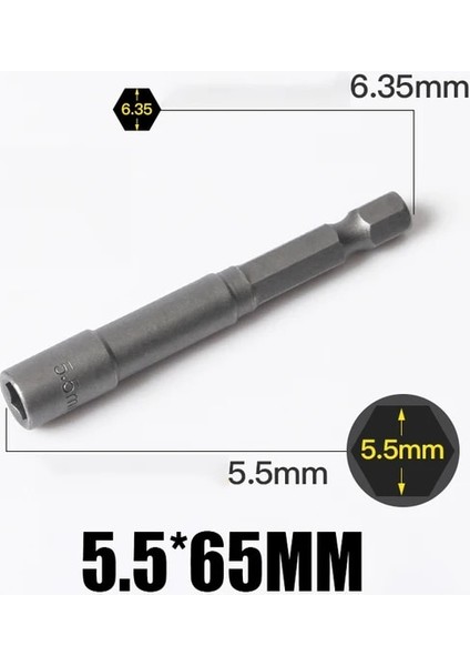 5.5mm x 65MM 1 Adet 3MM-24MM Altıgen Darbe Soketi Manyetik Olmayan Somun Tornavida Seti 1/4 6.35MM Anahtarı 65MM Uzun Adaptör Elektrikli Matkap Soket Kiti (Yurt Dışından)