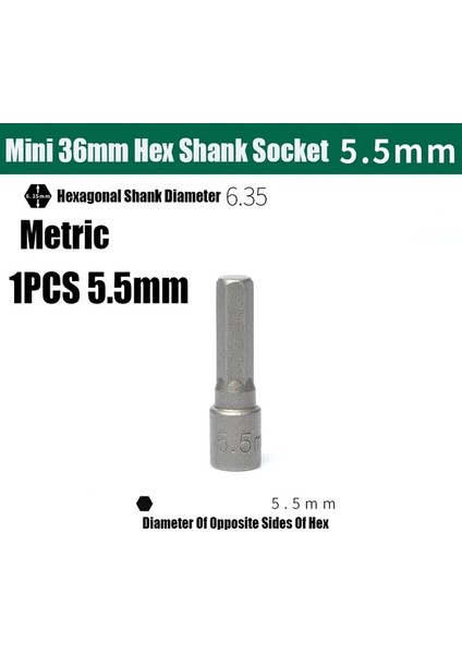 1 Adet 5.5mm 4MM-13MM 5/32-1/2 36MM Mini Darbe Altıgen Soket Hex Shank Vida Somun Anahtarı Metrik Inç Elektrikli Tornavida Matkap Ucu Adaptör Aracı (Yurt Dışından)