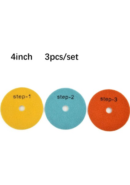 Grit 3 1pc 4 Inç 100MM Kuru/ıslak Elmas 3 Adımlı Aşındırıcı Pedler Granit Parlatma Aracı Grit 1/2/3 Parlatma Granit/beton/taş (Yurt Dışından)