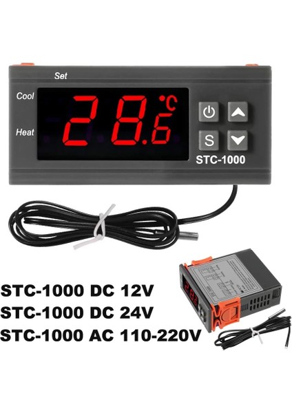 12V Dijital Sıcaklık Kontrol Cihazı STC-1000 Termostat Termoregülatör Inkübatör Röle LED 10A 12V/24V/110V/220V Isıtma Soğutma (Yurt Dışından)