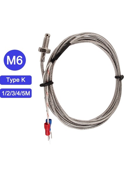 M6 Tip K 2m Termokupl Dişi M6 Vida K -Tipi PT100 1/2/3/4/5m Prob Sensörü Sıcaklık Sensörü 0-400°C Sıcaklık Kontrol Cihazı (Yurt Dışından)