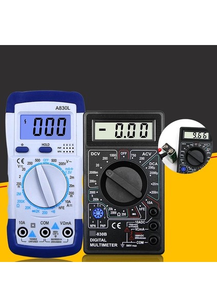 830B Siyah El A830L LCD Dijital Multimetre Ac Dc Gerilim Diyot Frekans Multitester Akım Test Cihazı DT830B Dijital Multimetre (Yurt Dışından)