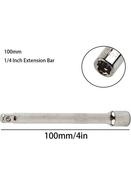 100MM 1/4 Inç Krom Çelik Uzatma Çubuğu Cırcır Lokma Anahtar Adaptörü 50/75/100 mm El Tamir Araçları Aksesuarları (Yurt Dışından)