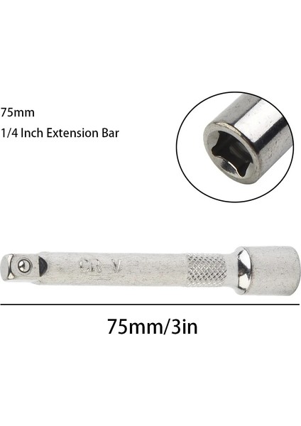 100MM 1/4 Inç Krom Çelik Uzatma Çubuğu Cırcır Lokma Anahtar Adaptörü 50/75/100 mm El Tamir Araçları Aksesuarları (Yurt Dışından)