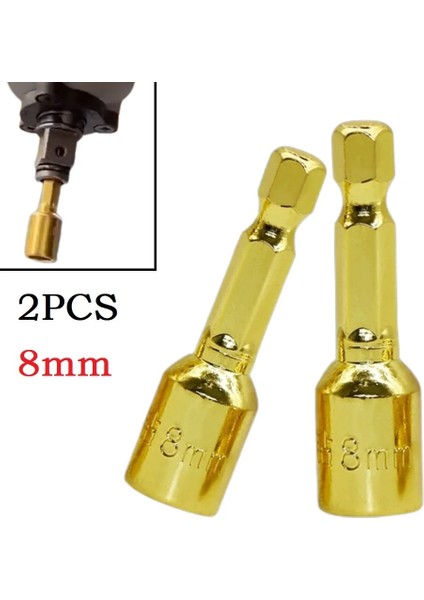 2 Adet 8mm Manyetik Somun Tornavida Soket Bit El Matkabı 1/4 Inç Hex Shank Sürücü Adaptörü Elektrikli Tornavidalar El Aletleri (Yurt Dışından)