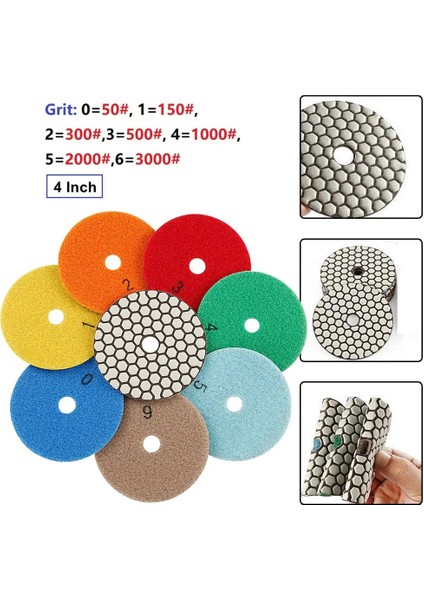 500GRIT 1 Adet 4 Inç Elmas Reçine Kuru Parlatma Pedi 0/1/2/3/5 Grit Taşlama Güç Aracı Parlatma Taşlama Cesur Aracı (Yurt Dışından)